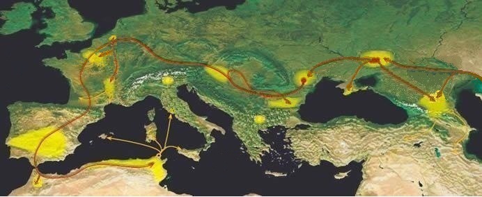 De trektocht van de Alanen tijdens de Volksverhuizingen in de eerste eeuwen na Christus