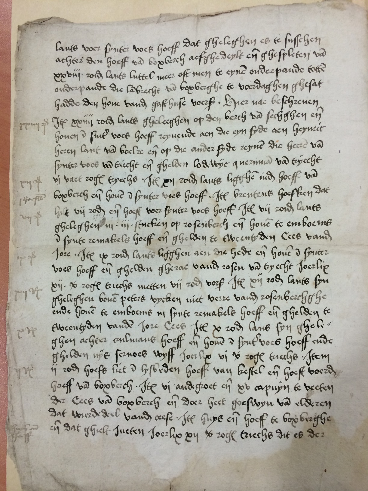 Charter van aankoop van het goed de Boxberch in Zussen door Hennen Morees in 1403, blad 2