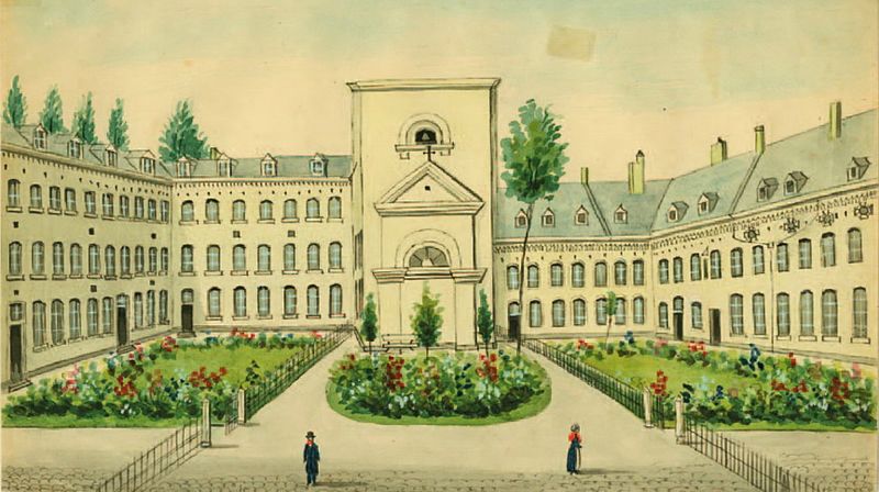 Binnentuin gesticht Calvarinberg Maastricht, Ph. van Gulpen, 1849