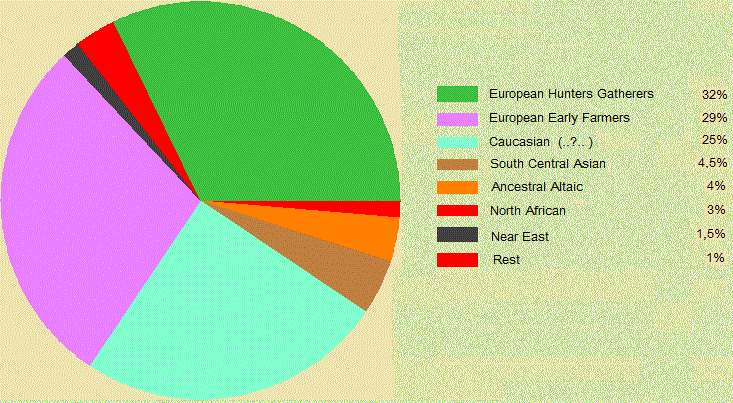 Etnische herkomst B. Marres, Bron: GedMatch