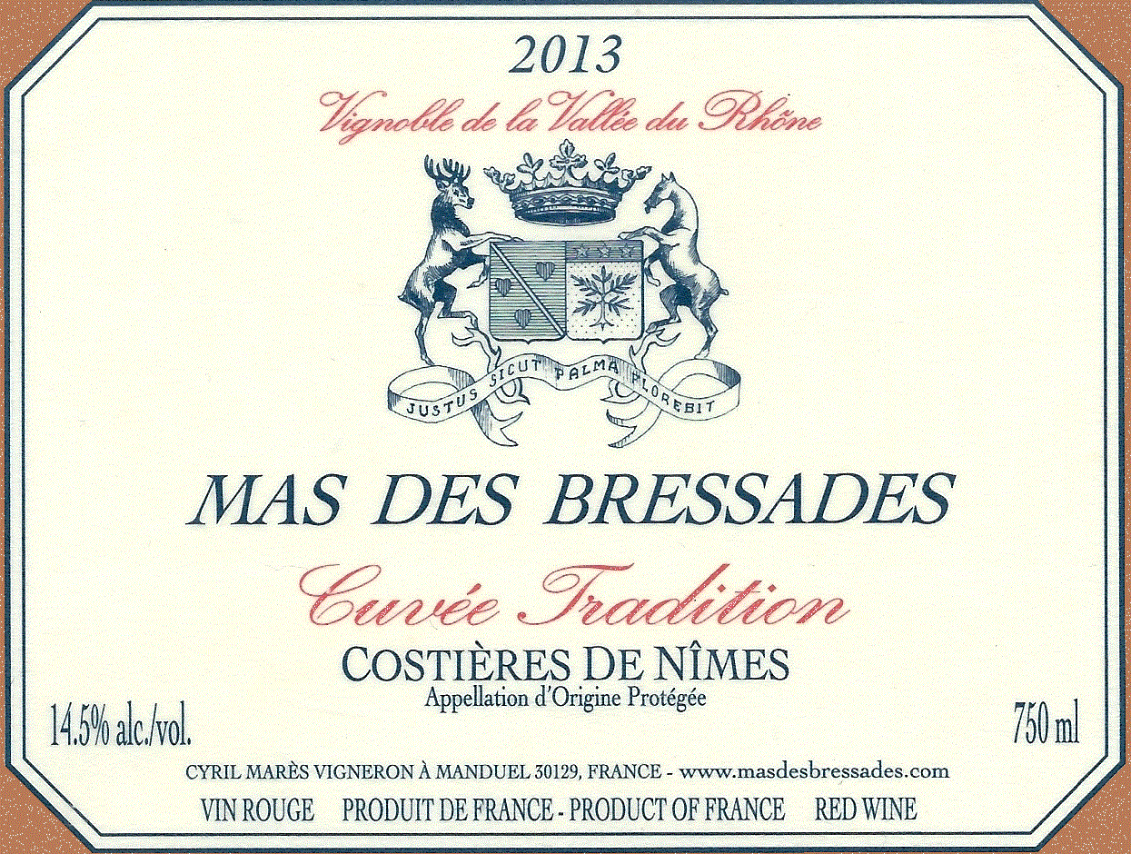 tiquette de vins du Mas des Bressades