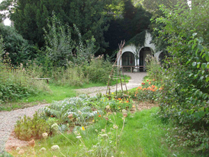 Huidige tuin en tuinhuis Marres huis