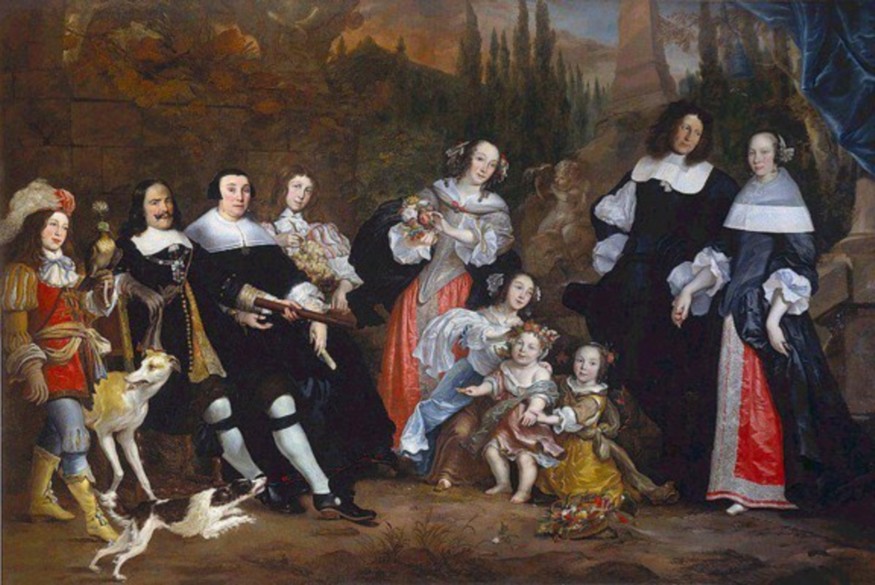 Het geschilderd portret van Michiel Adriaansz de Ruyter met zijn vrouw Anna van Gelder en hun kinderen, geschilderd door Jurriaen Jacobson in  1662, olieverf op doek, 227 x 406 cm.