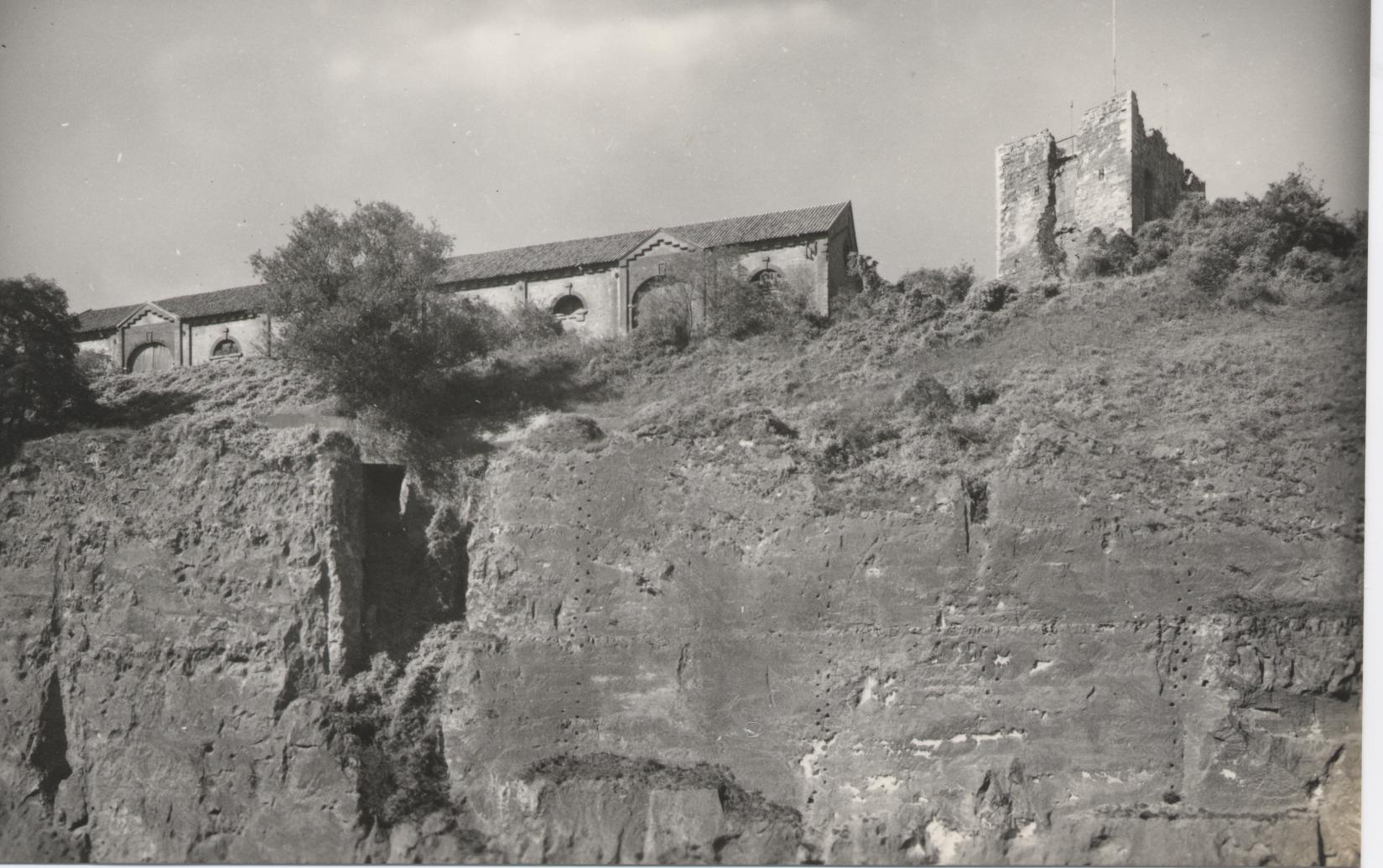 Hoeven en ruïne Lichtenberg op de St. Pietersberg bij Maastricht Foto J.A. Vrugt, 1966.