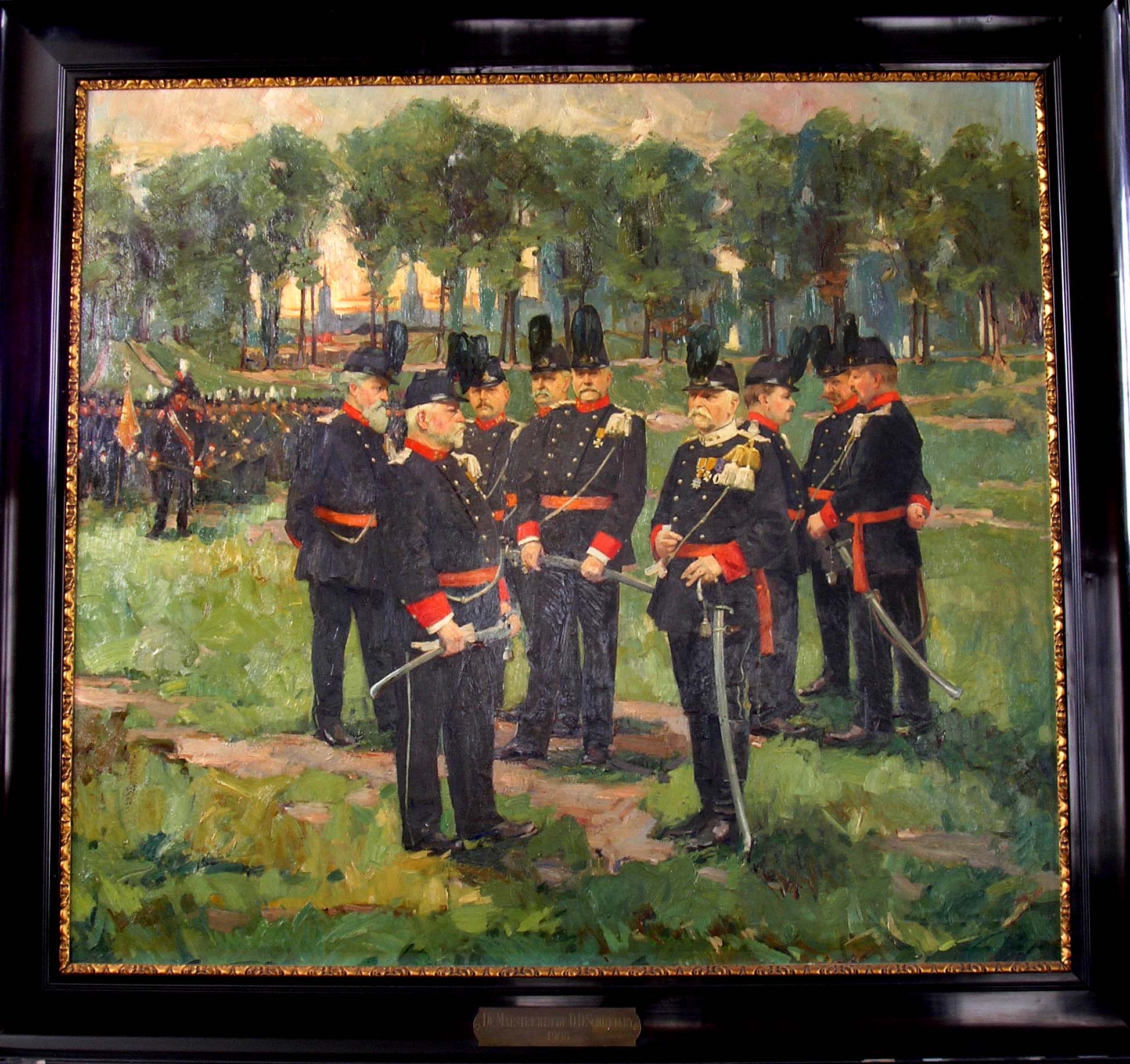 De officieren van de Dienstdoende Schutterij van Maastricht in 1905.