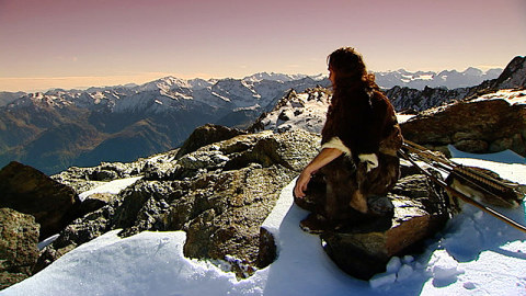 reconstruction of a man found in a glacier the Alps, Sdtiroler Archologiemuseum, Bozen; Foto Ochsenreiter.